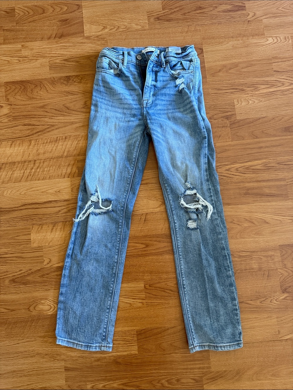 eunina Super High Rise Classic Straight Leg Blue Denim Jeans